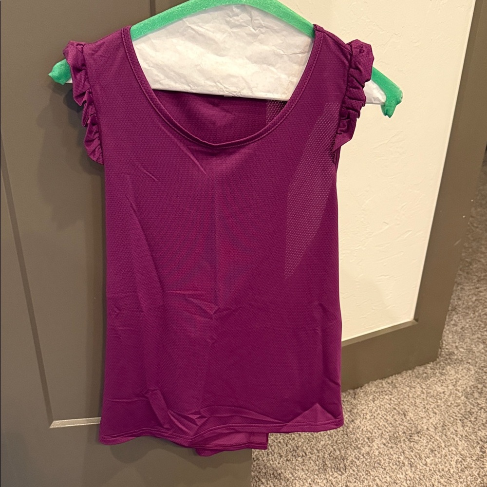 Elegant Magenta Ruffle Sleeve Blouse